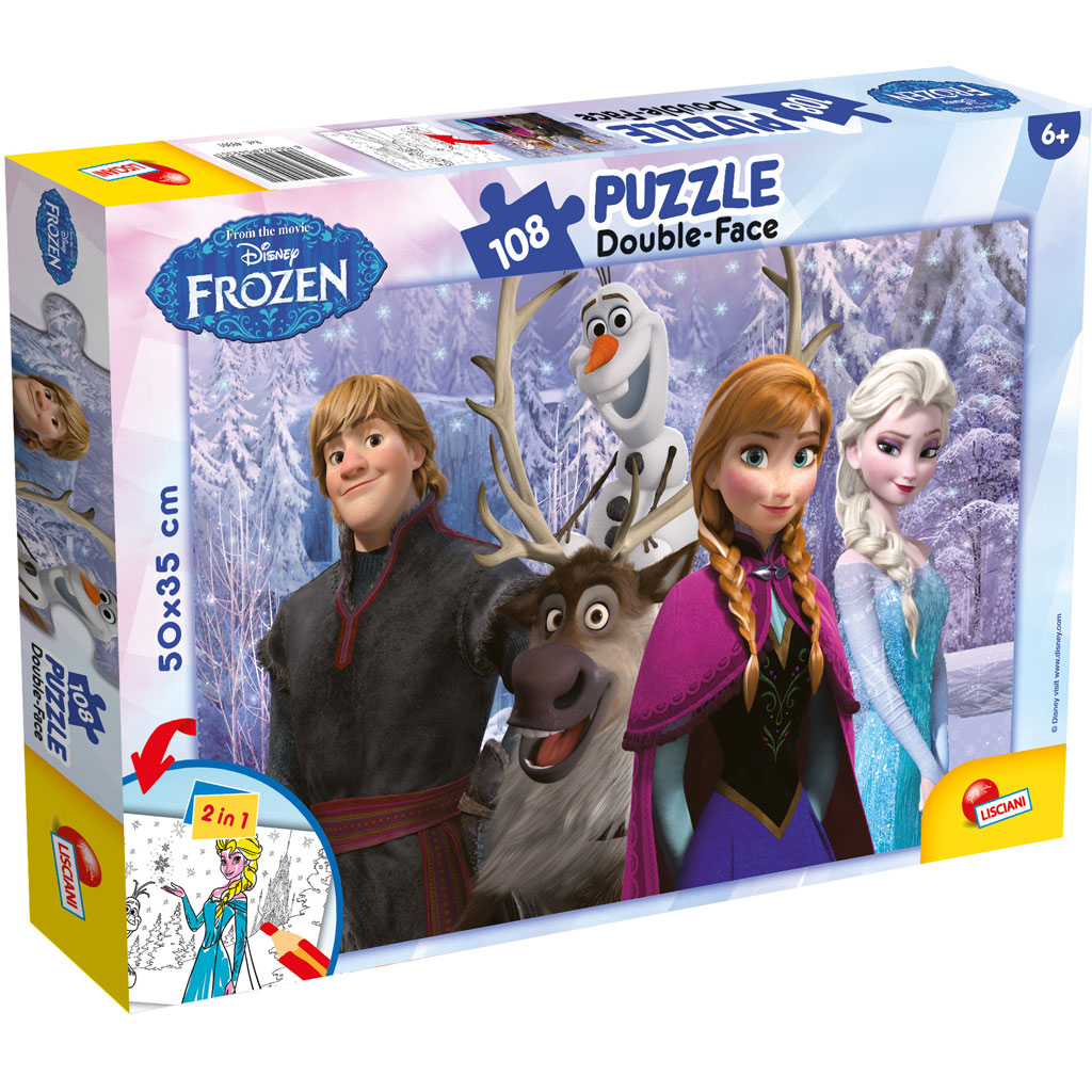 imagen de Frozen – El poder de la amistad 2 en 1 rompecabezas y libro para colorear de 108 piezas 50x35cm - Lisciani 1