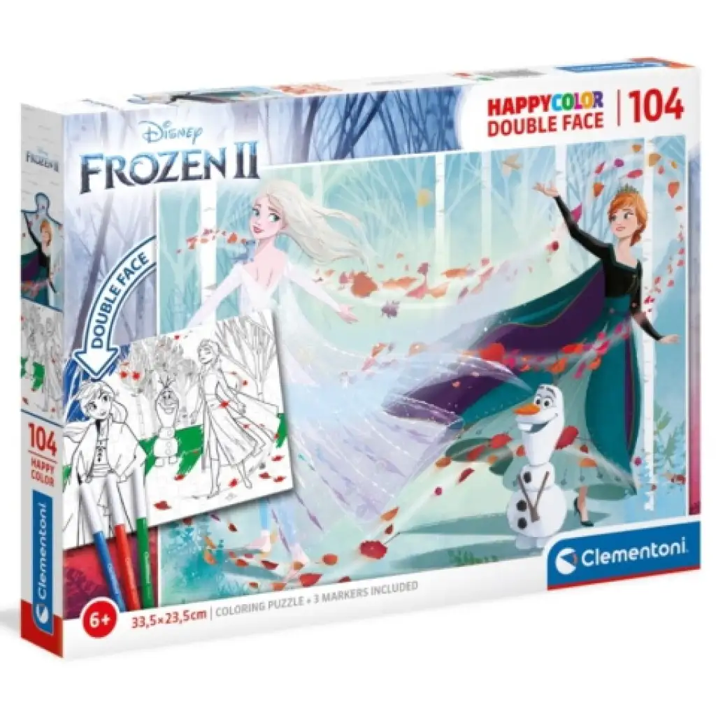 imagen de Frozen II. Doble 2 en 1 104 piezas rompecabezas para colorear - Clementoni 1