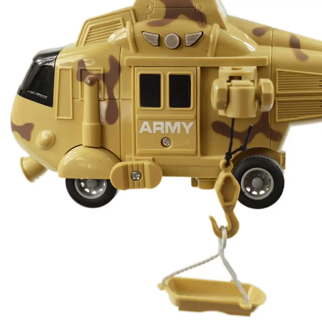 imagen de Fuerzas Armadas: Helicóptero de combate de color arena con camuflaje y efectos de luz y sonido 1/20 de escala 21cm 3