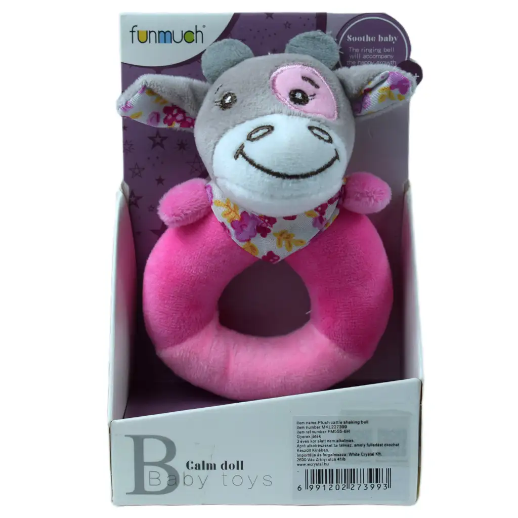 imagen de FunMuch: Sonajero de peluche rosa de vaca 1