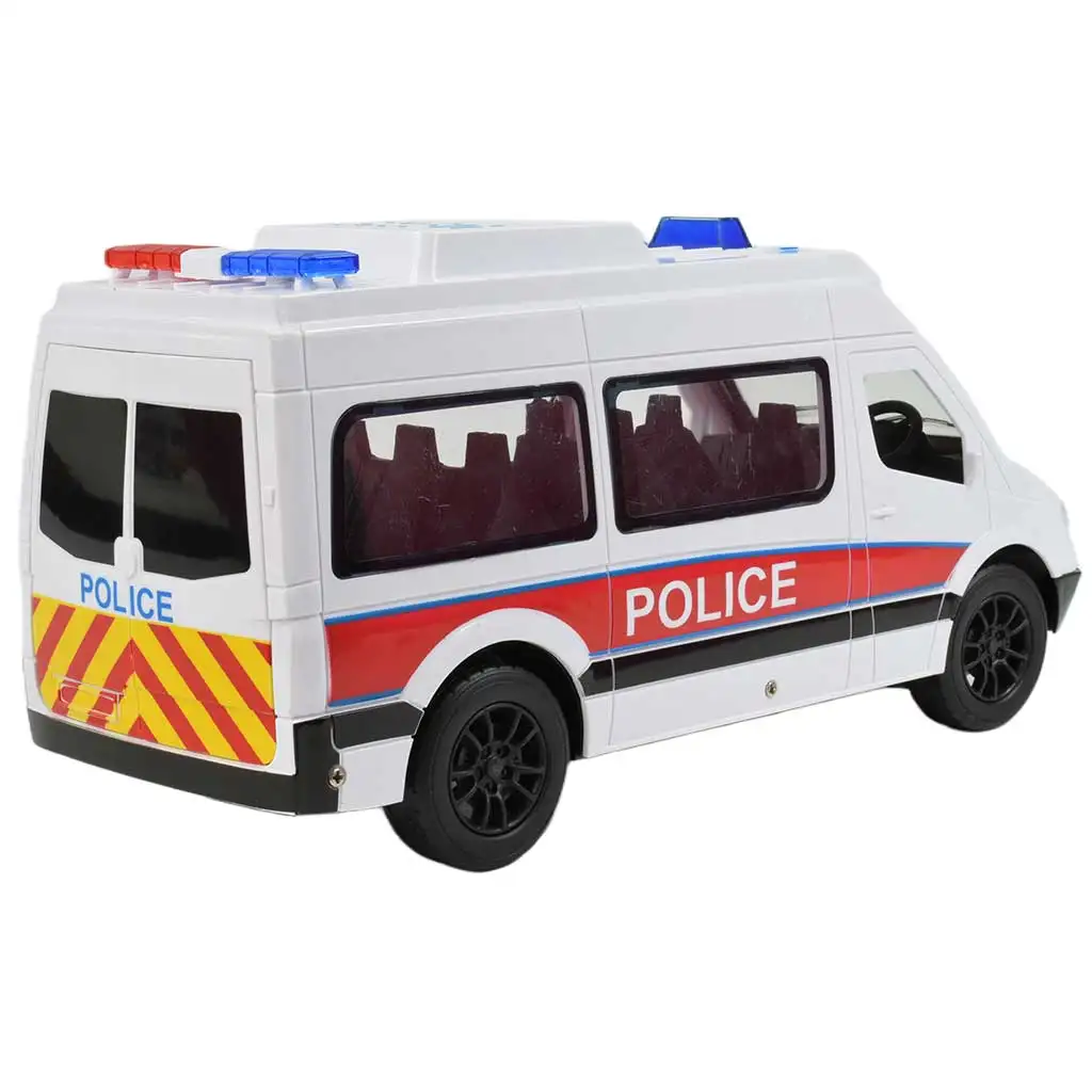 imagen de Furgón de policía blanco RC con control remoto y efectos de luz 2,4GHz escala 1/12 30cm 2