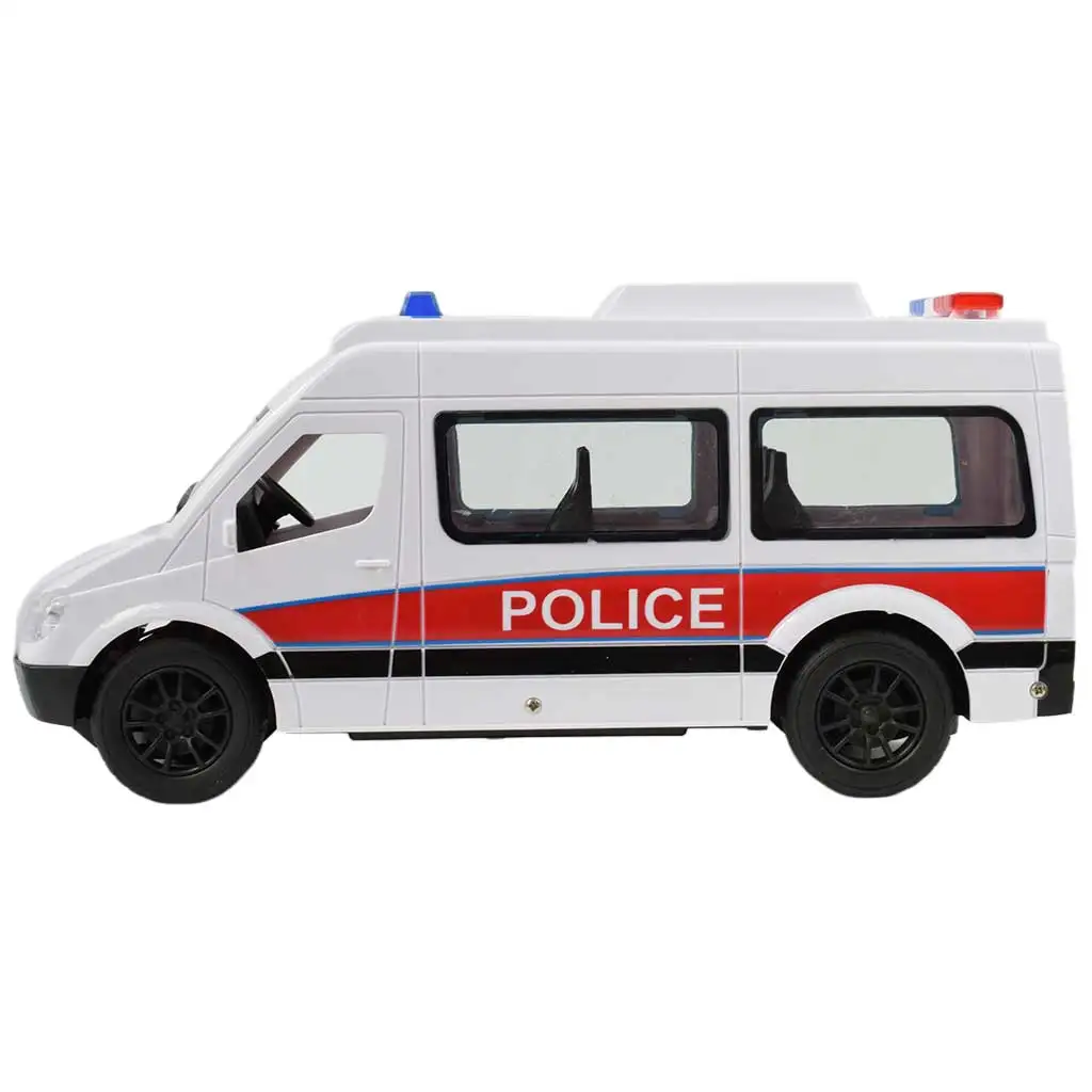 imagen de Furgón de policía blanco RC con control remoto y efectos de luz 2,4GHz escala 1/12 30cm 3