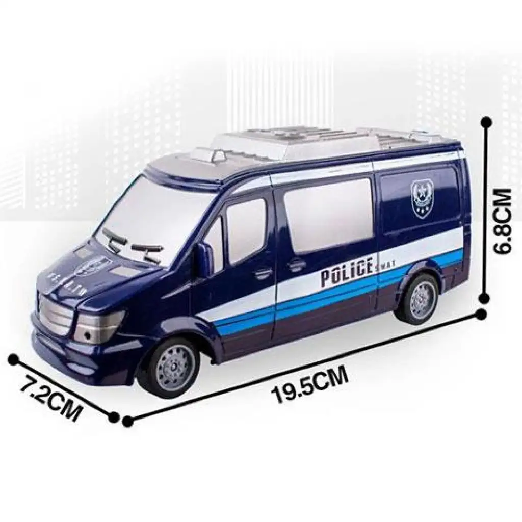 imagen de Furgón de policía RC con control remoto SWAT con luz 27MHz a escala 1/32 de 25cm 4