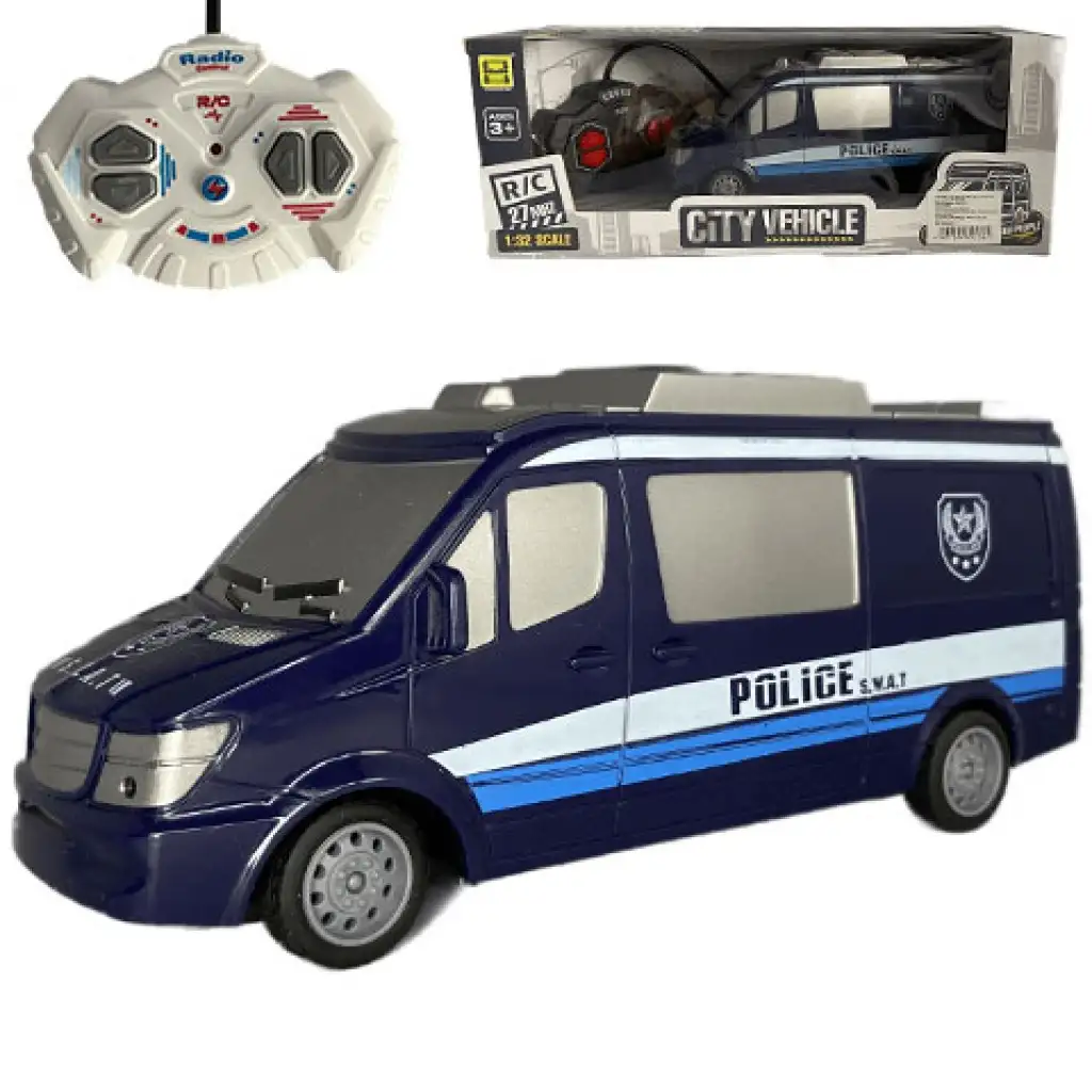 imagen de Furgón de policía RC con control remoto SWAT con luz 27MHz a escala 1/32 de 25cm 1