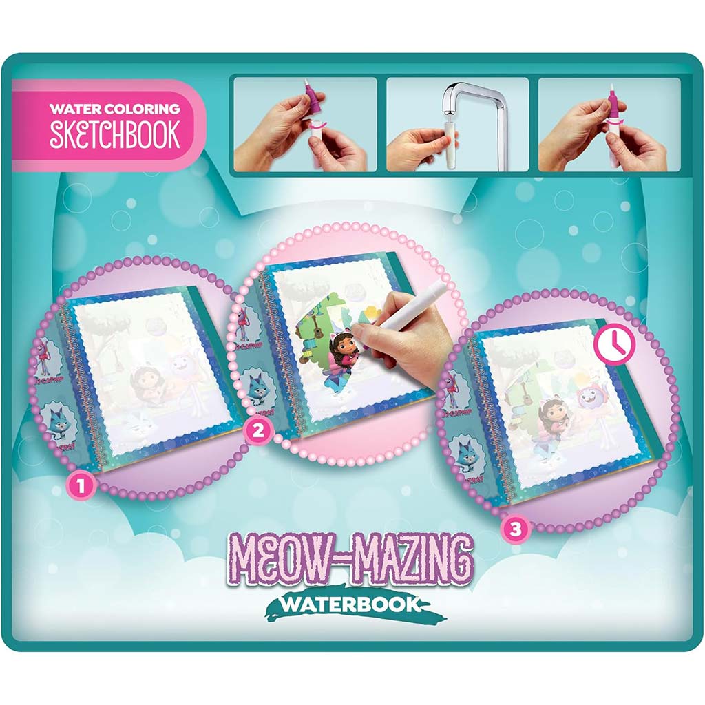 imagen de Gabi casa de muñecas Meow-Mazing libro para colorear pintable con agua - Lisciani 3
