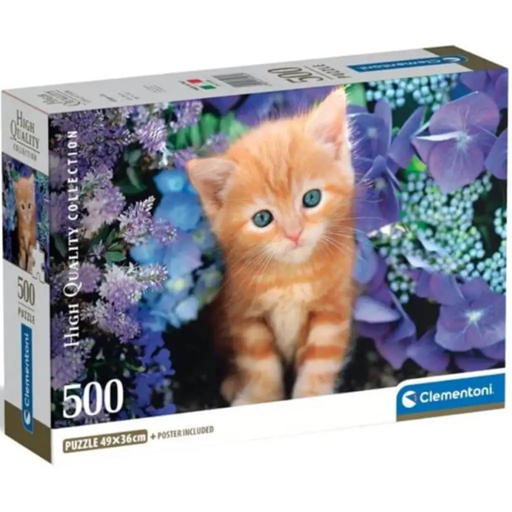 imagen de Gato rojo entre flores 500 piezas HQC rompecabezas - Clementoni 1