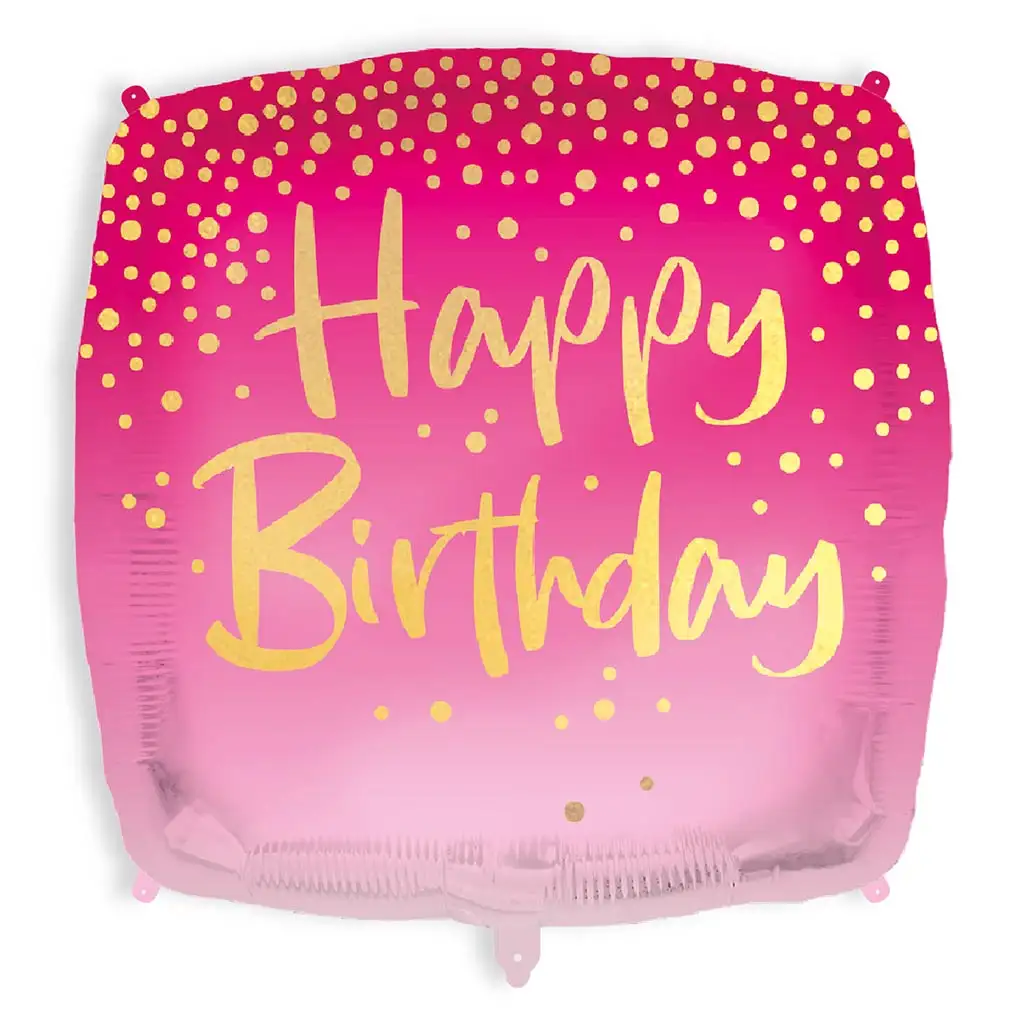 imagen de Globo de cumpleaños feliz cuadrado 46 cm - rosa 1