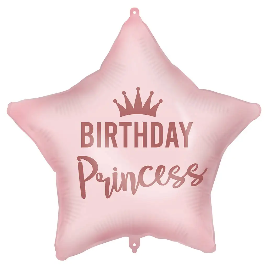 imagen de Globo de foil de cumpleaños – con la inscripción "Birthday Princess", en forma de estrella, rosa 46cm 1