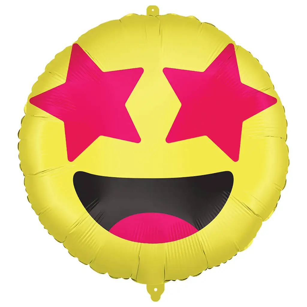 imagen de Globo de foil Emoji – Cara sonriente con ojos estrellados 46cm 1