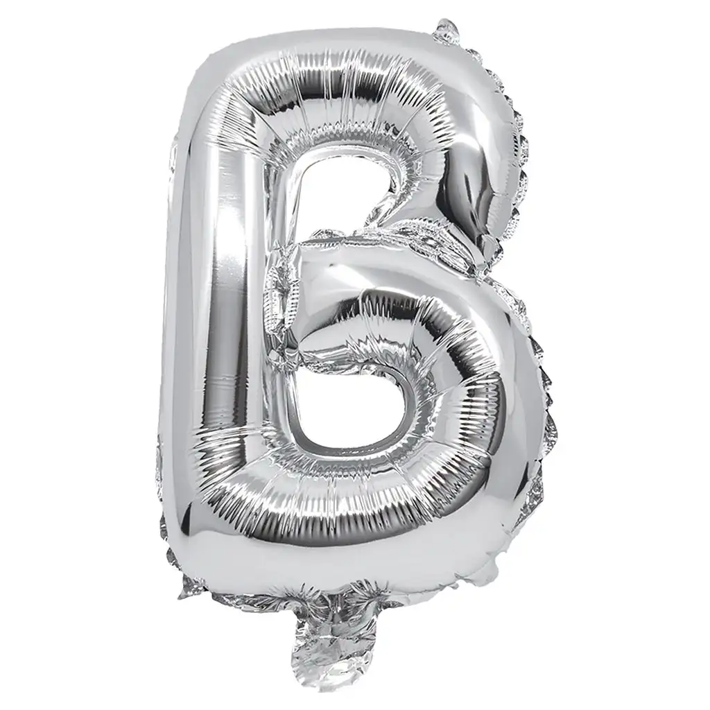 imagen de Globo de foil en forma de letra B de color plateado – 32 cm 1