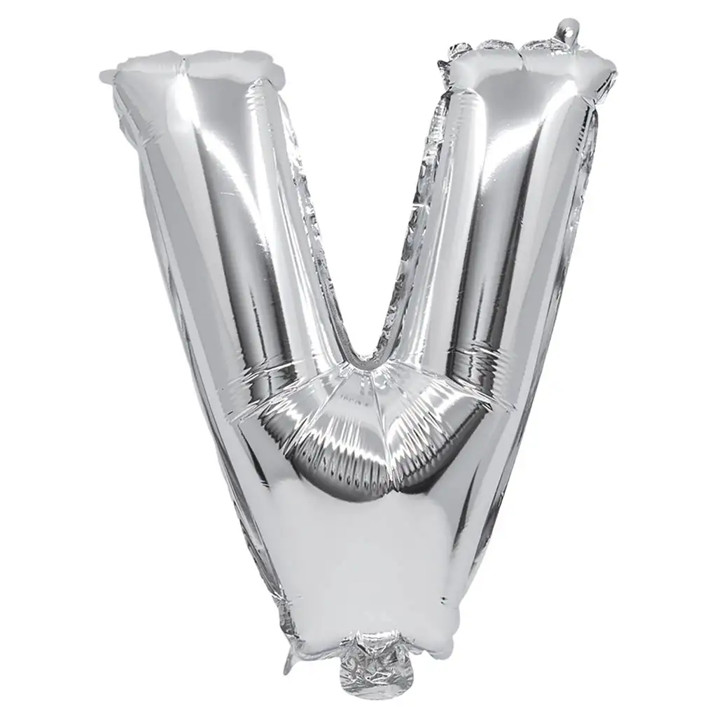imagen de Globo de foil en forma de letra, color plata – Letra V 32cm 1