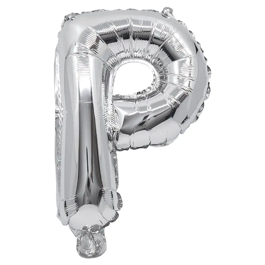 imagen de Globo de foil en forma de letra, color plateado – letra P 32cm 1