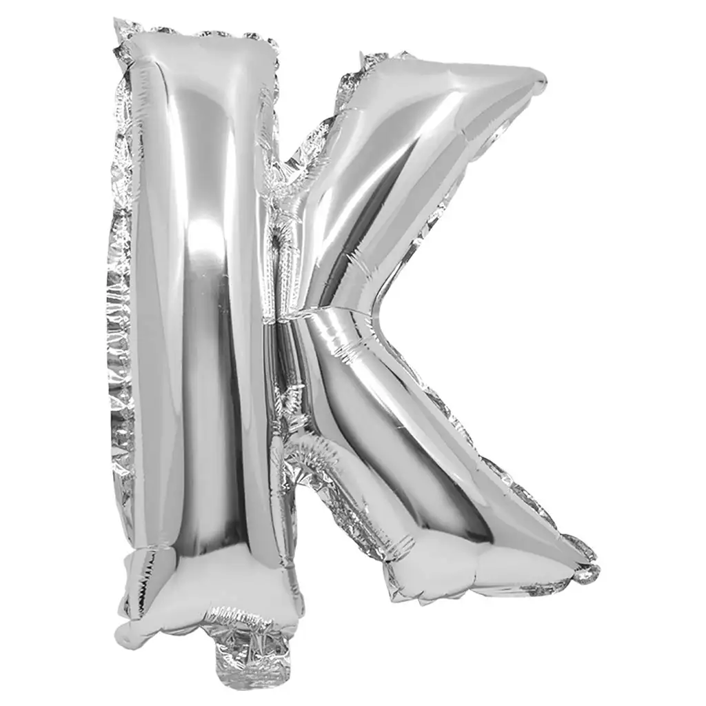 imagen de Globo de foil en forma de letra con color plateado – letra K 32cm 1