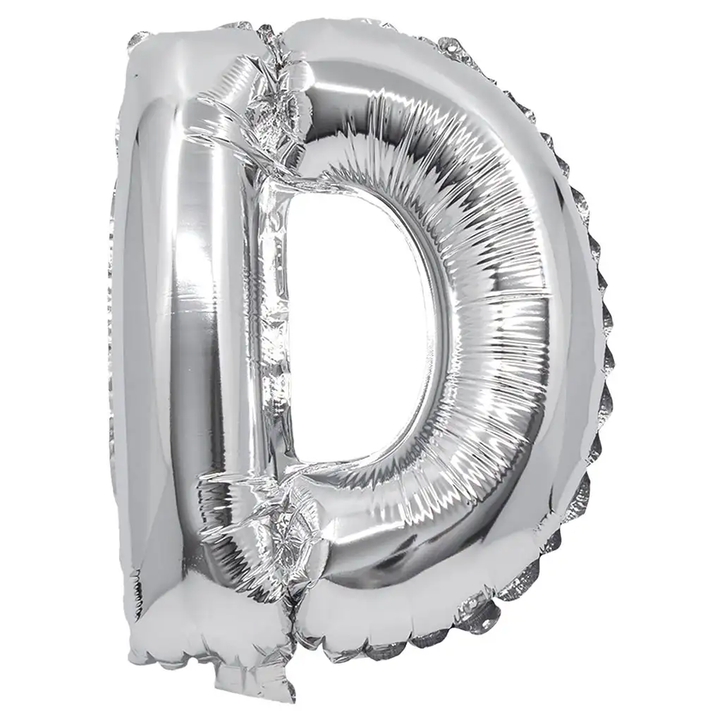 imagen de Globo de foil en forma de letra en color plateado – letra D 32cm 1