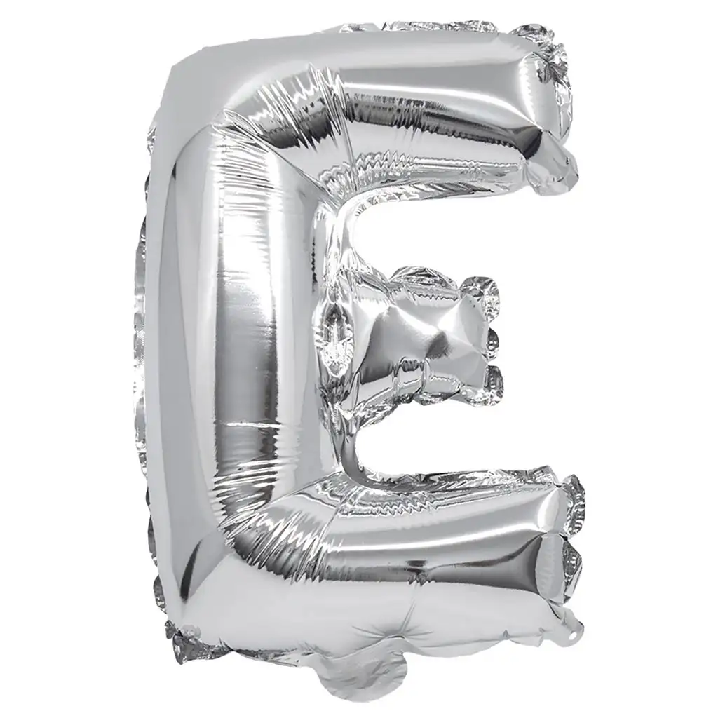 imagen de Globo de foil en forma de letra en color plateado – Letra E 32cm 1