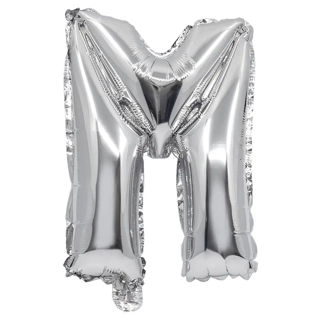 imagen de Globo de foil en forma de letra en color plateado – Letra M 32cm 1