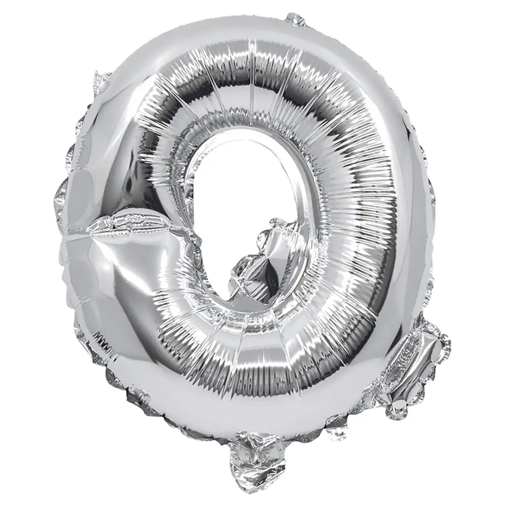 imagen de Globo de foil en forma de letra en color plateado – letra Q 32cm 1