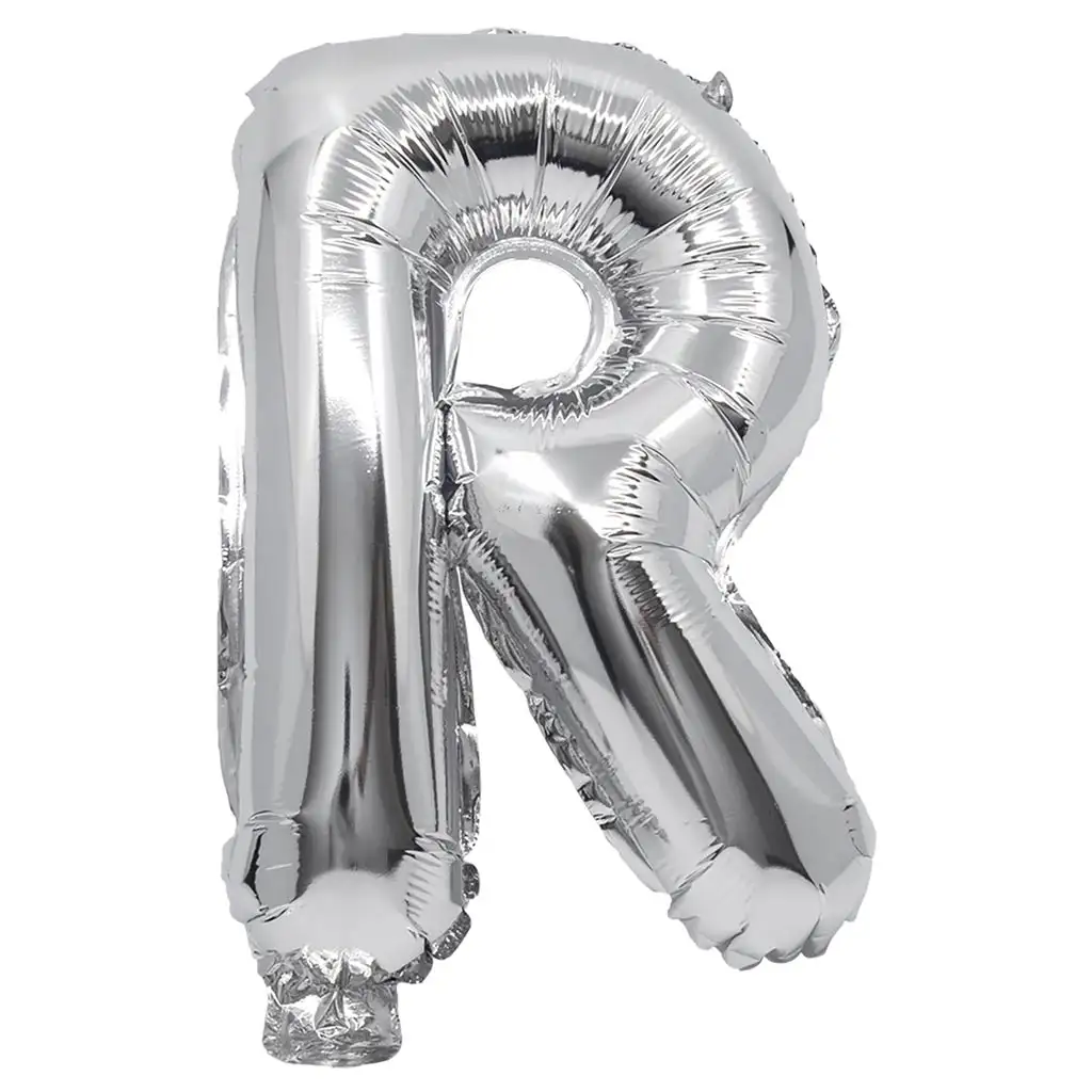 imagen de Globo de foil en forma de letra en color plateado – letra R 32cm 1