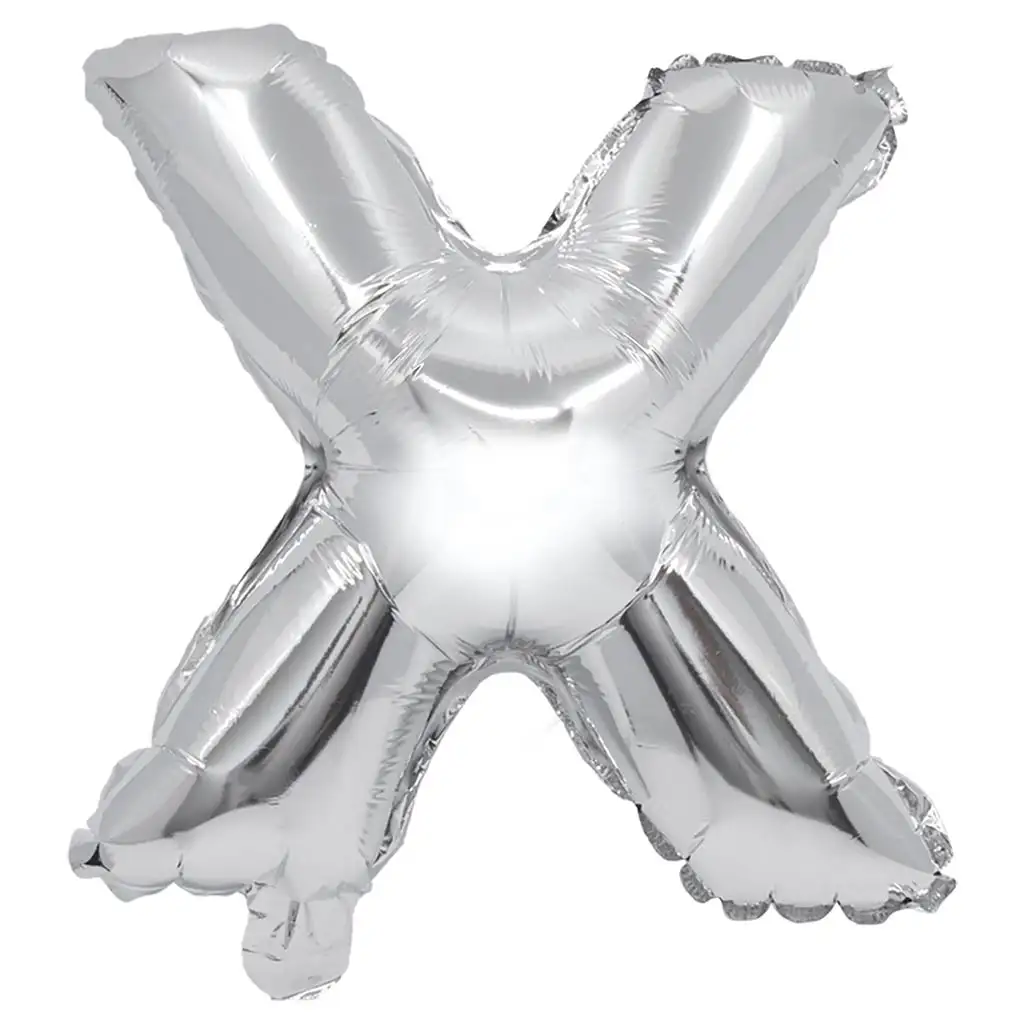imagen de Globo de foil en forma de letra en color plateado – letra X 32cm 1