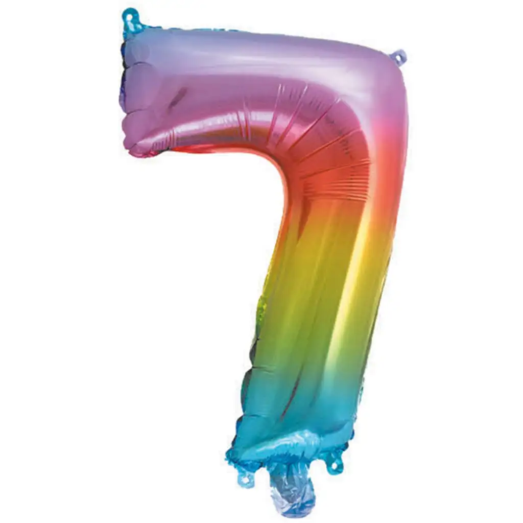 imagen de Globo de foil metálico en color arcoíris – número 7 34cm 1