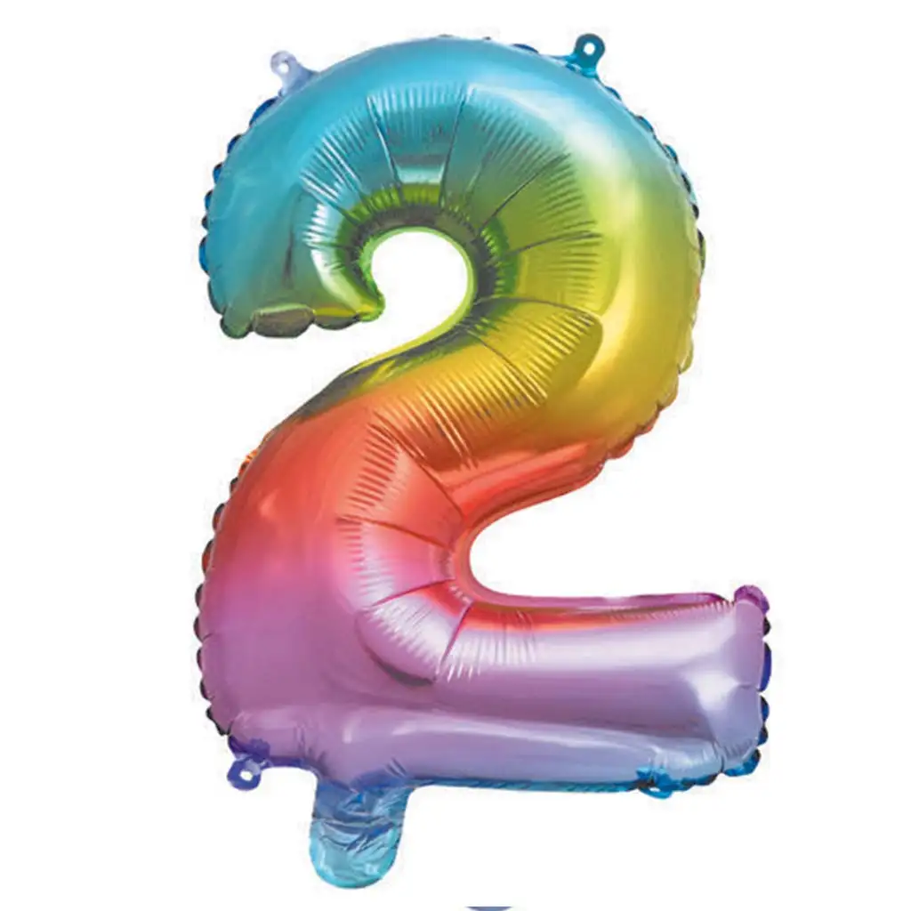 imagen de Globo de foil metálico en colores del arcoíris – número 2 de 34 cm 1