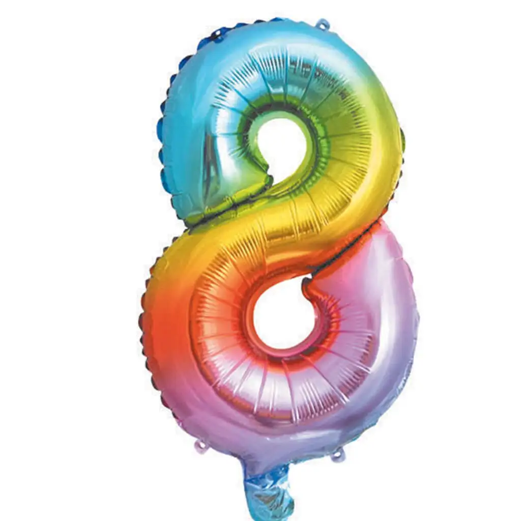 imagen de Globo de foil metálico en colores del arcoíris – número 8 de 34 cm 1