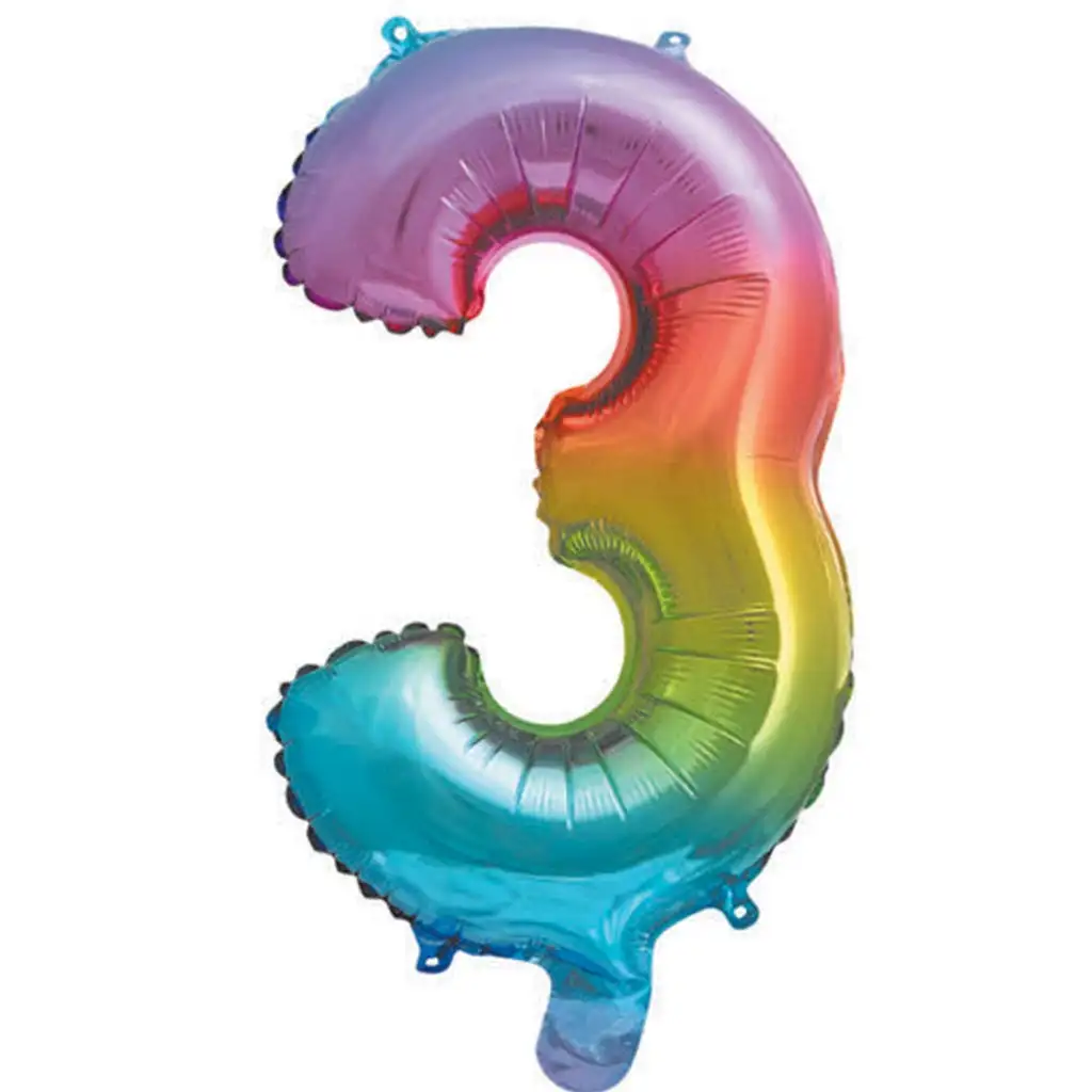 imagen de Globo de foil metálico número 3 en color arcoíris – 34cm 1