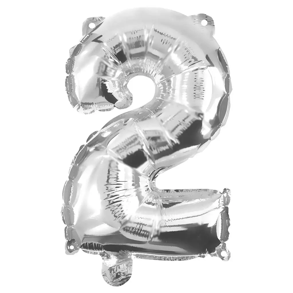 imagen de Globo de foil número 2 en color plateado – 32 cm 1