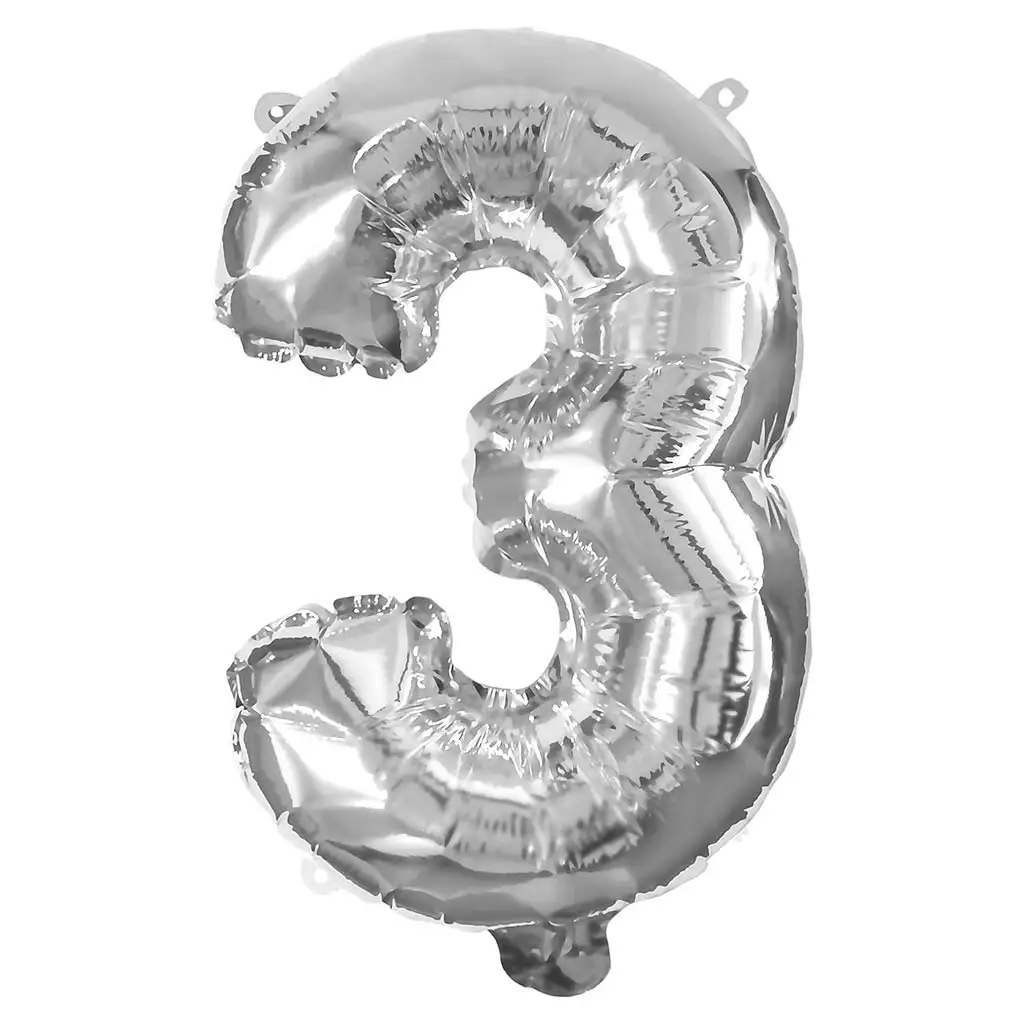 imagen de Globo de foil número 3 en color plateado – 32cm 1