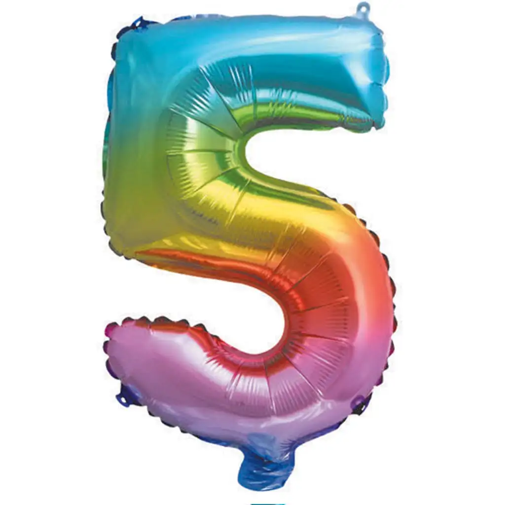 imagen de Globo de foil número 5 en color metálico arcoíris – 34cm 1