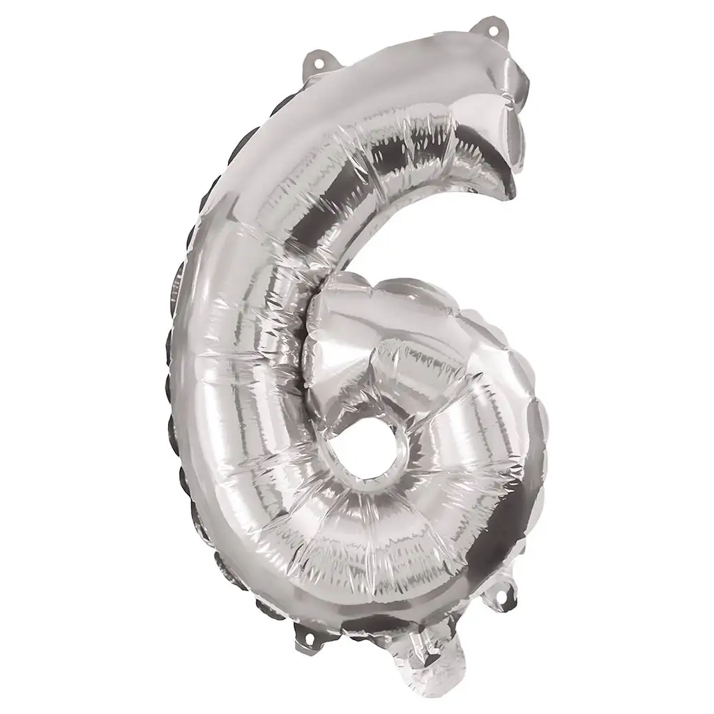 imagen de Globo de foil número 6 en color plateado – 6 1