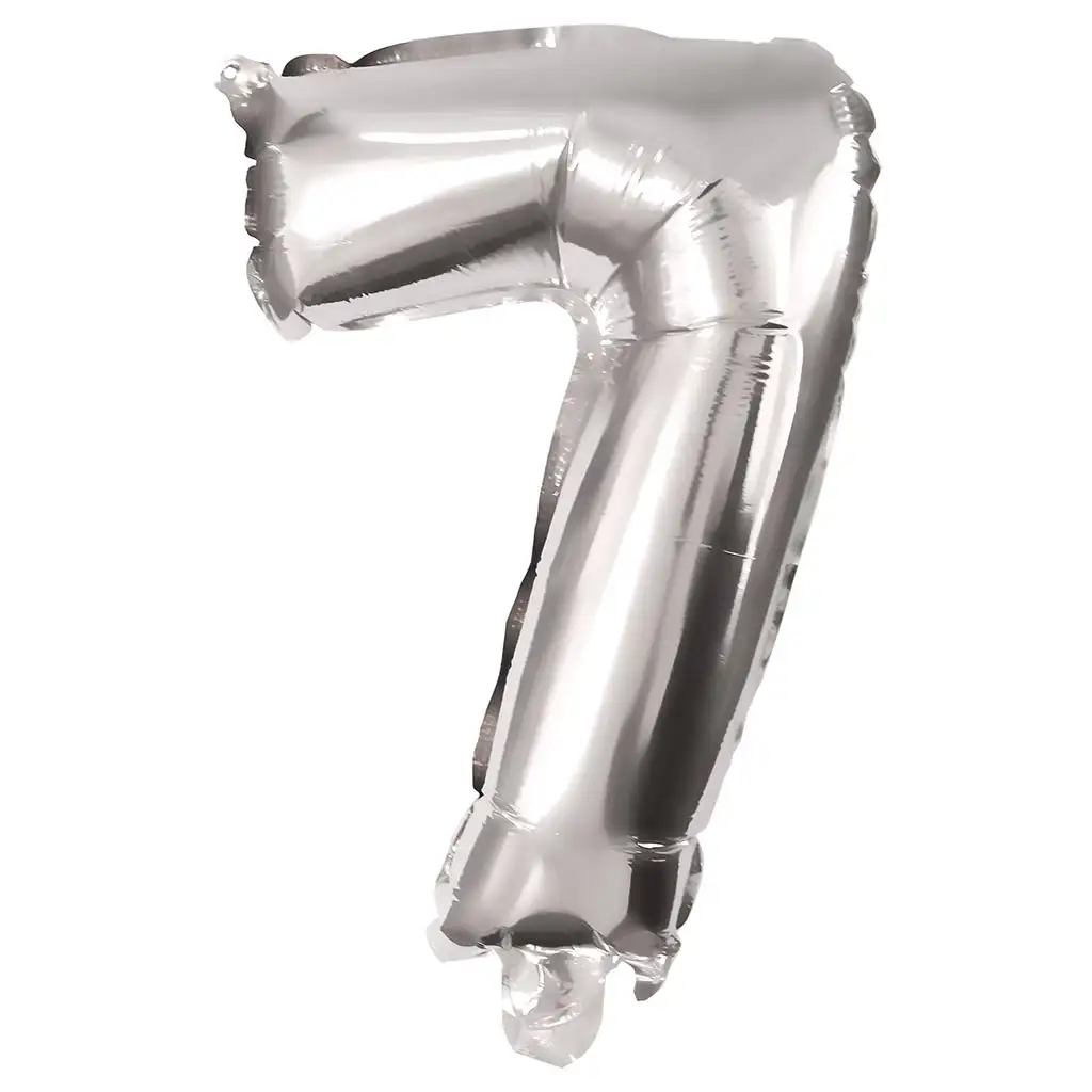 imagen de Globo de foil plateado con el número 7 – 86 cm 1