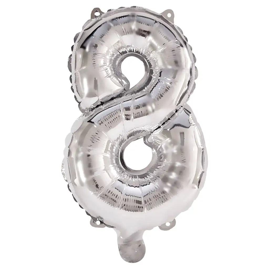 imagen de Globo de foil plateado con número 8 – 86 cm 1