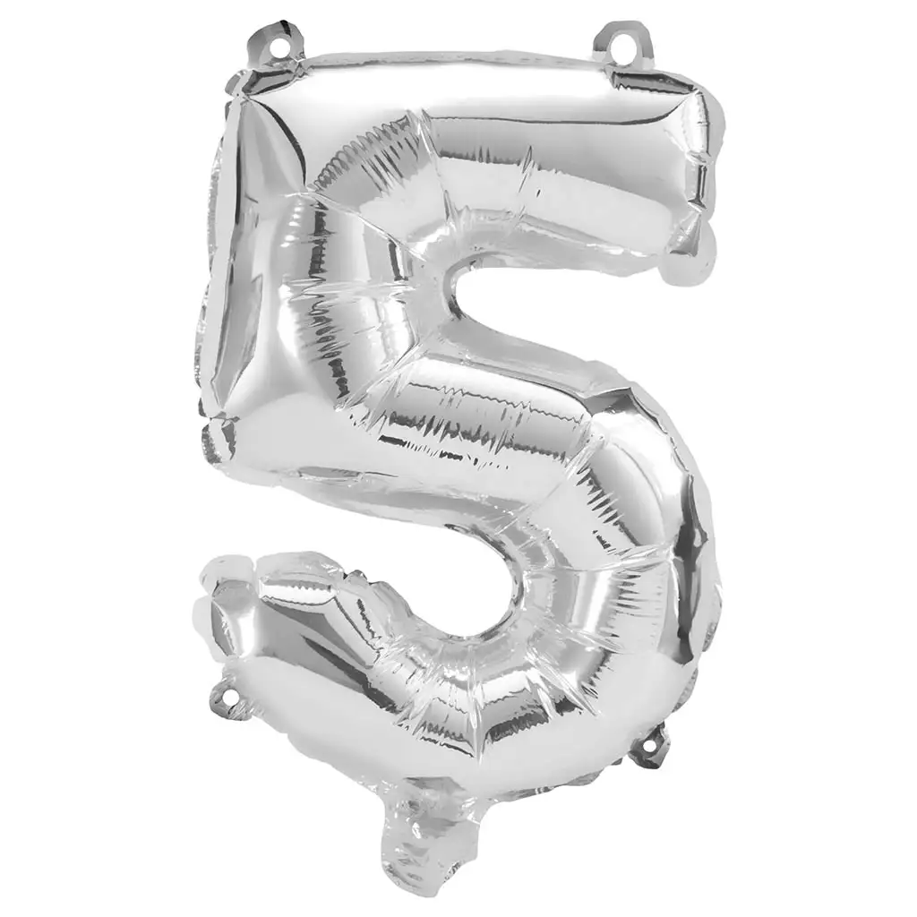 imagen de Globo de foil plateado número 5 – 32cm 1