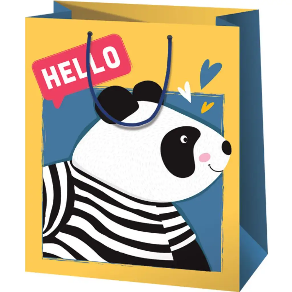 imagen de Gran bolsa de regalo grande con estampado de Hello panda 33x26,7x13,7cm 1