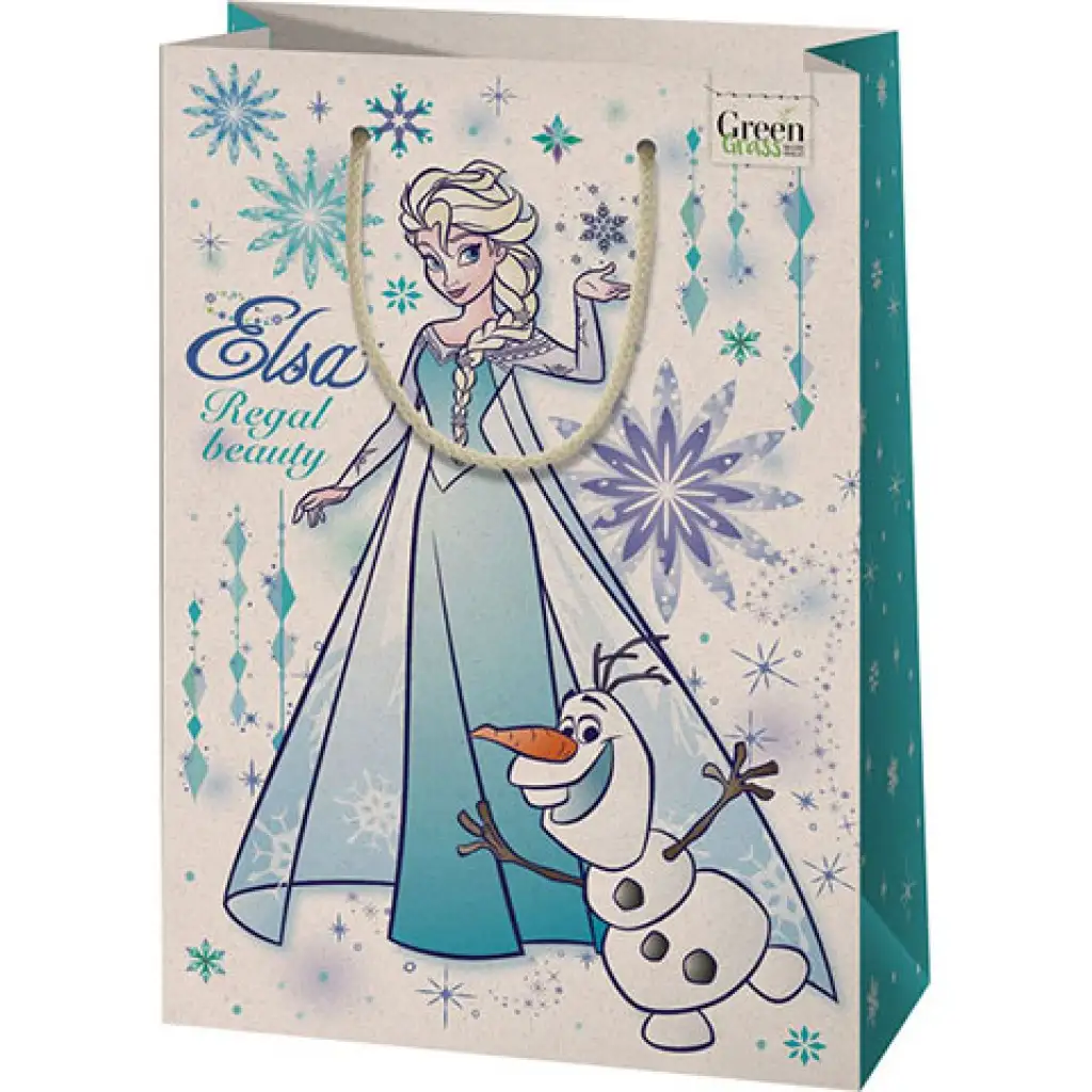 imagen de Gran bolsa de regalo premium de Elza con diseño de hierba verde de gran tamaño 26x14x33cm 1