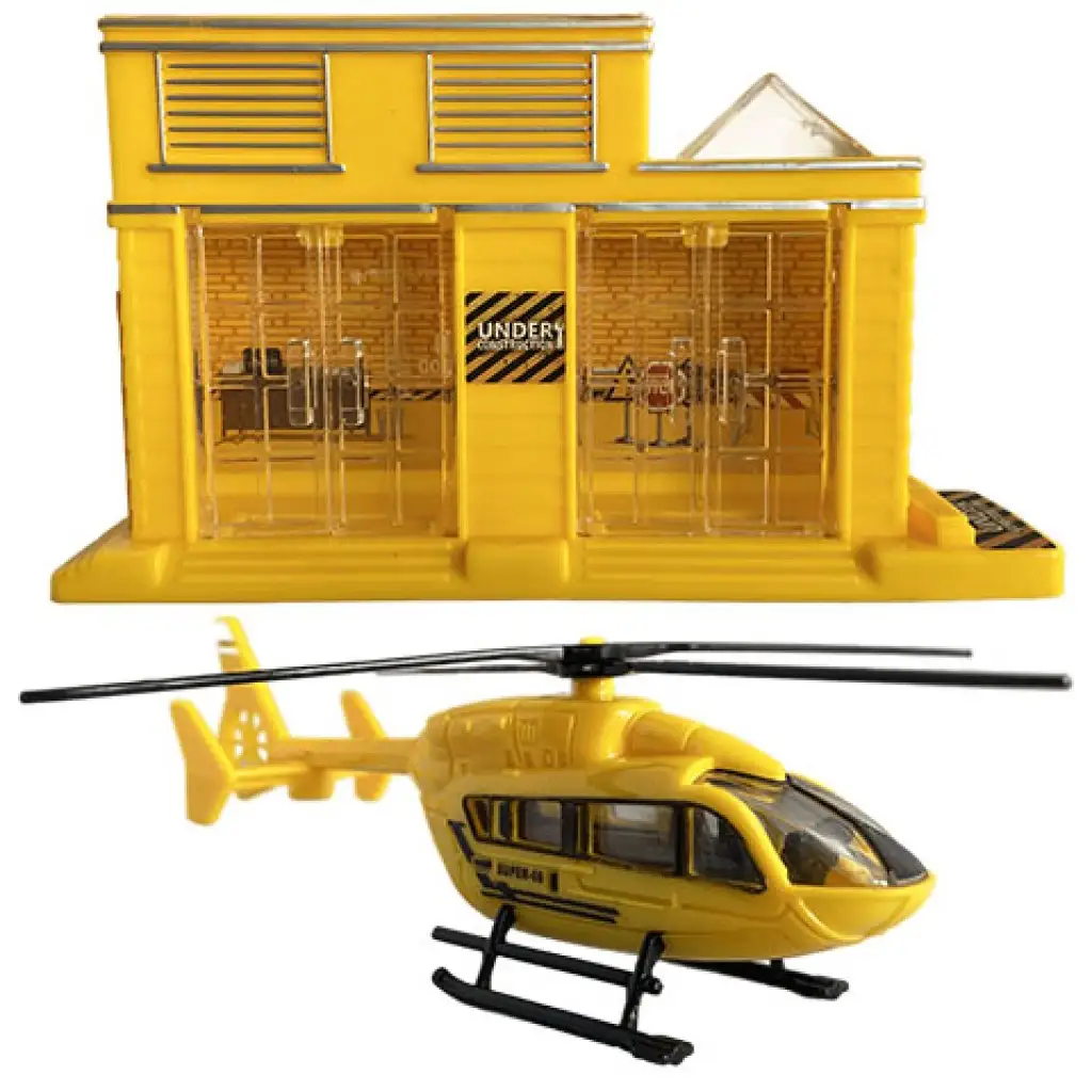 imagen de Gran conjunto de juego de construcción con vehículos y helicóptero de 9 piezas 2