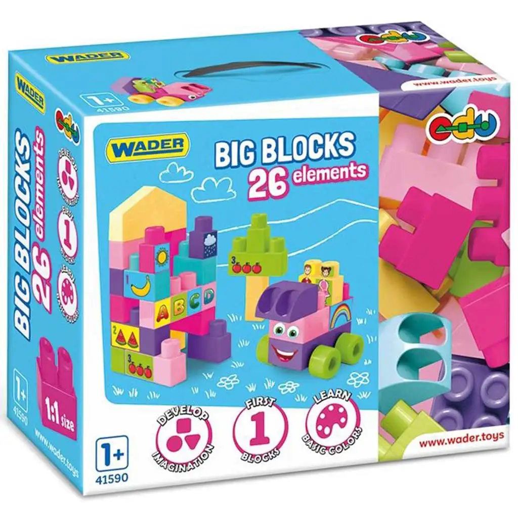 imagen de Gran set de bloques de construcción rosa de 26 piezas - Wader 1