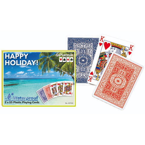 imagen de Happy Holiday carta de rummy impermeable de plástico 2x55 cartas - Piatnik 1
