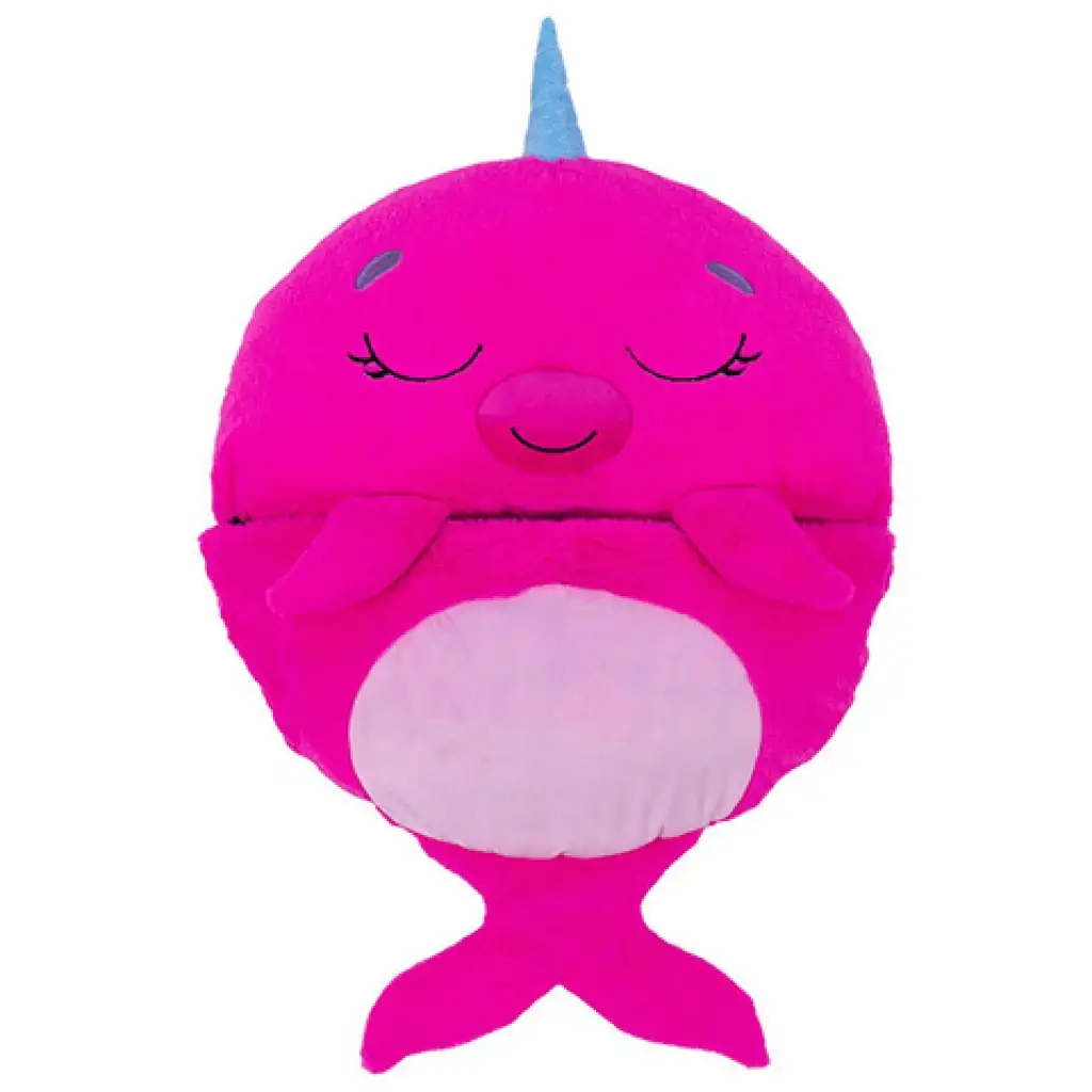 imagen de Happy Nappers: Almohada saco de dormir en forma de delfín rosa 137cm 1