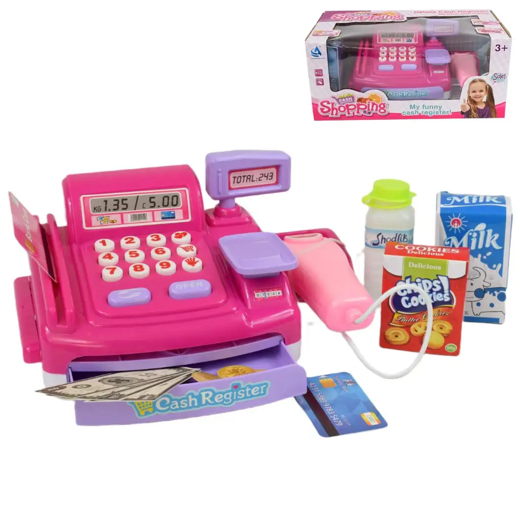 imagen de Happy Shopping: Caja registradora rosa con sonido y accesorios 23x14cm 2