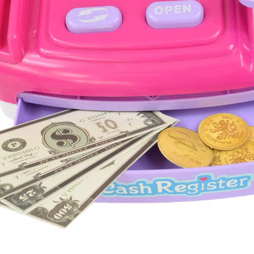 imagen de Happy Shopping: Caja registradora rosa con sonido y accesorios 23x14cm 5