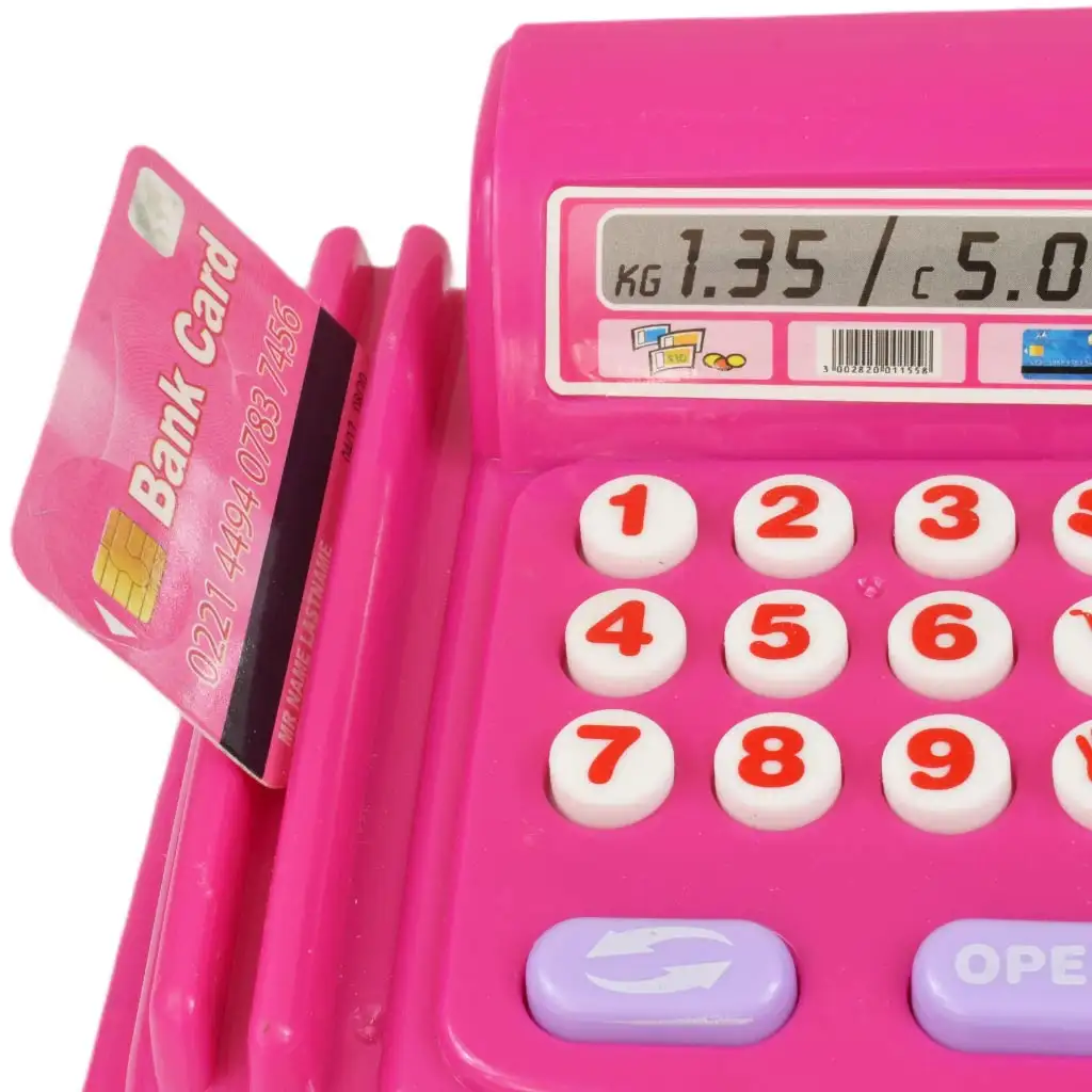 imagen de Happy Shopping: Caja registradora rosa con sonido y accesorios 23x14cm 7