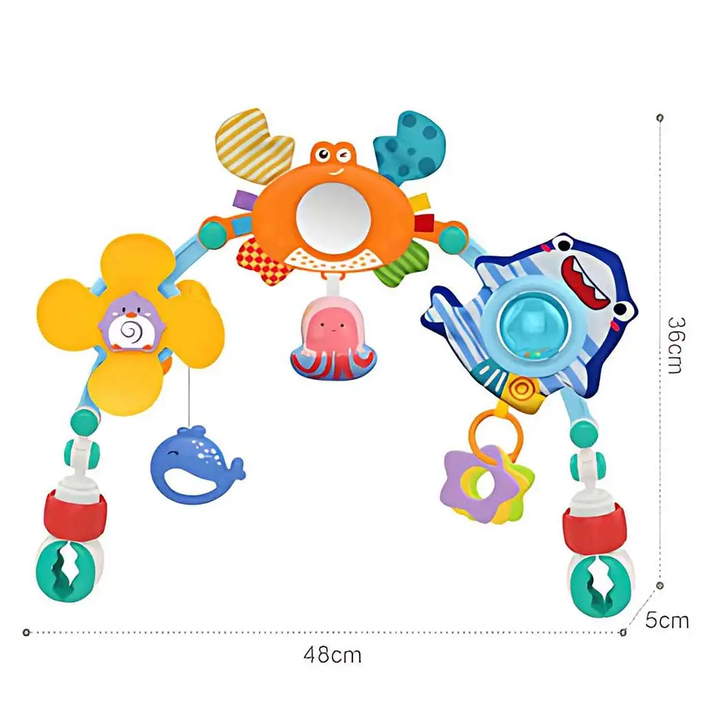 imagen de Happy World: Arco de juego de animales marinos para cuna o carrito de bebé 48x36cm 2