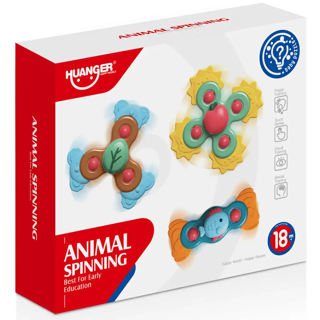 imagen de Happy World: Juego de habilidades para bebés con 3 elementos giratorios de animales 5