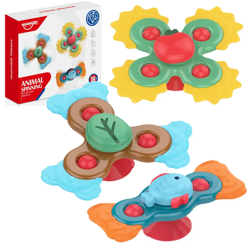 imagen de Happy World: Juego de habilidades para bebés con 3 elementos giratorios de animales 1