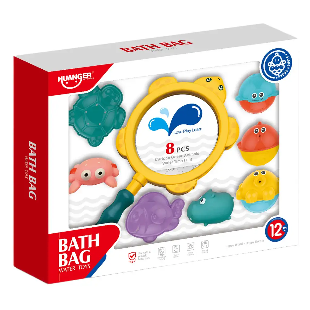 imagen de Happy World: Juguete de baño de animales marinos con red de pesca 1