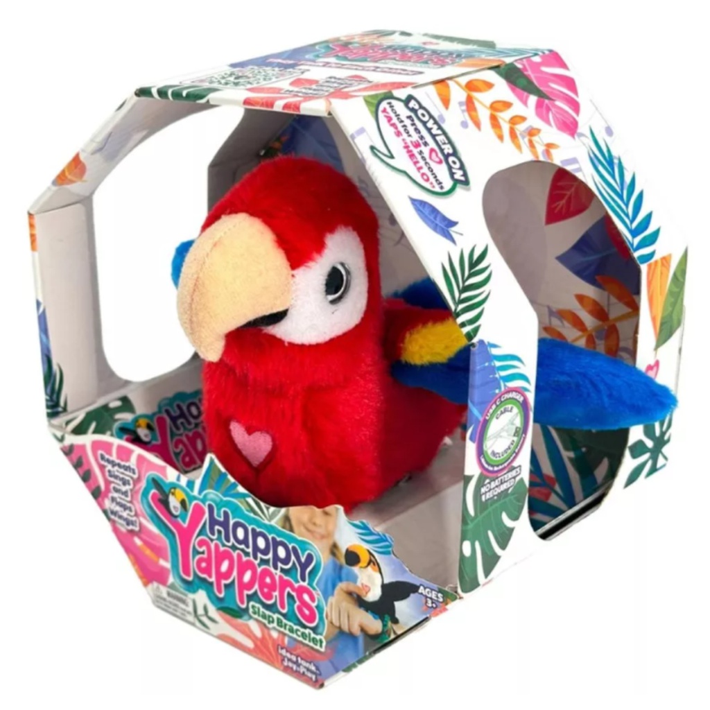 imagen de Happy Yappers loro de peluche interactivo rojo 1