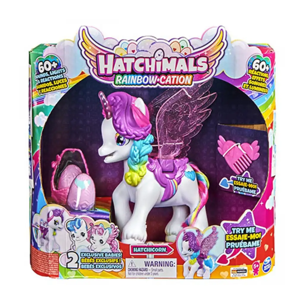 imagen de Hatchimals Rainbow Cation Hatchicorn Unicornio Mágico - Spin Master 1