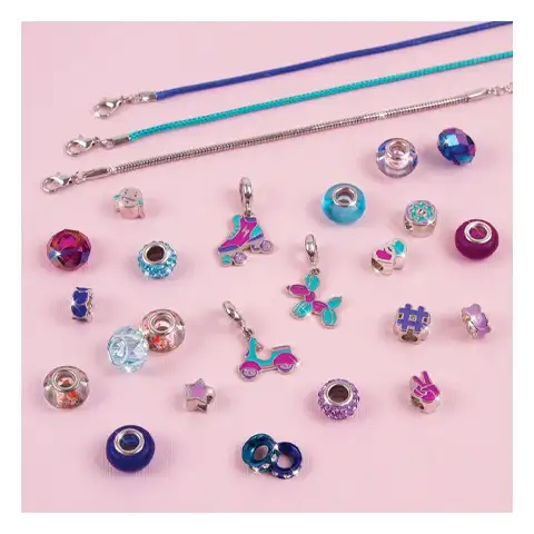 imagen de ¡Hazlo real! Set de creación de pulseras con medallas de cristal en azul claro 3